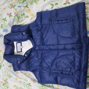 Old Navy Size XL Puffer Vest Navy Blue White Fleece Lining